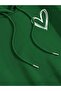 Unisex Green Heart Printed Oversize Hooded Sweatshirt - 2