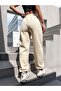 Women's Beige California Printed Oversize Tracksuit with Elastic Legs - 4