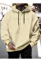 Men's Beige Originals Printed Oversize Hooded Sweatshirt