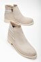 Women's Nude Suede Thermo Sole Three Stone Rope Zippered Short Heeled Boots