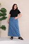 Lycra Ice Blue Long Denim Skirt - 8
