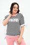 Women's Large Size Striped Tracksuit Set 8106-24 - 4