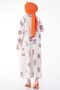Plain Crew Neck Women's Orange Patterned Dress - 13151 - 5