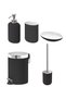 5-Piece Bathroom Set Trash Can (STEEL) - Toothbrush Holder Soap Dispenser Toilet Brush (PORSELEN) Black - 2