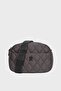 Women's Dark Gray Satin Embroidered Lined 4-Compartment Adjustable Strap Crossbody and Shoulder Bag