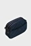 Women's Navy Blue Satin Embroidered Lined 4-Compartment Adjustable Strap Crossbody and Shoulder Bag - 2