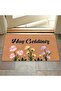 Modern Digital Printed - Welcome Written Mat, Non-Slip Base and Hooded Knitted Blouse - 3