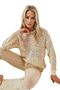 Beige Cotton Openwork Women's Knitwear Sweater - 4