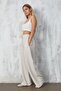 Natur Linen Loose Cut Lace Detailed Trousers 27057 - 3