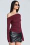 1986 off-the-shoulder pleated burgundy blouse - 2