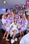 Lilac 3 Pieces Bridesmaid Printed Bridesmaid Dressing Gown - 3