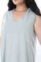 Women's Plus Size Green Cotton Fabric V-Neck Sleeveless Tunic 65N38226 - 5