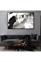 Hari̇kabi̇rev | Antrasite Gray-Black-Gold Loved Abstract | Framed Tempered Glass Table Single Horizontal