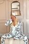 Leaf Patterned Mint Women's Pajamas and Thermal Dressing Gown Set - 4