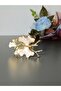 6-piece double butterfly branch white mother-of-pearl enamel gold plated napkin ring - 3