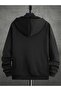 Men's Black Paris Printed Hooded Zipper Cardigan - 2