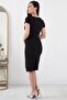 V-neck short sleeve wrap dress with buckled waist - style 13444 - 6