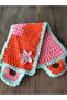 Hand Knitted Long Washcloth Dowry Rectangular Floral Washcloth - 7