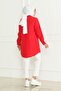 Women's Red Terikoton Hidden Button Boyfriend Hijab Shirt - 5