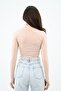 Women's Stand Collar Draped Crop Blouse with Flap 1655-24 - 3