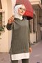 Khaki Women's Tunic Trousers Straight Hooded Collar - 8330 - 5