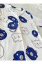 Blue Teddy Bear Figured Corduroy Baby Boy Cotton Fabric Jumpsuit with Snap Fasteners - 2