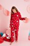 Hello Kitty Licensed Fleece Red Multicolor Crew Neck Pajamas Suit Hk324 - 3