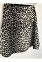 Women's Black Leopard Pattern Long Flared 65 cm Skirt