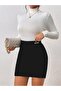 Black High Waist Knitwear Winter Printed Skirt