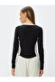 Crop T-Shirt Long Sleeve Slogan Printed Color Block Crew Neck Slim Fit - 4