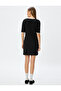 Mini Knitted Dress Short Sleeve Crew Neck Pocket Detailed Textured Bias - 4