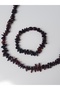 Drop Amber Cherry Color Necklace Bracelet Set with Chips Knotted Design - 2