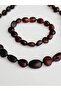 Baltic Drop Amber Baby Necklace Bracelet Set Matte Cherry Color - 3