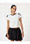 Bow Detail T-Shirt Crew Neck Short Sleeve Cotton - 3