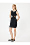 Mini Dress with Window Detail, Sleeveless, Ruffled, Crew Neck, Slim Fit - 3