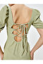 Balloon Sleeve Dress Midi Slit Detail Short Sleeve Slim Fit - 5