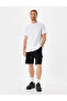 Denim Shorts Loose Fit Bermuda Style with Pockets and Stitching Detailing in Cotton