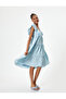 Midi Dress with Square Collar, Ruffle Detail, Sleeveless and Draped