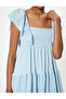 Midi Dress with Square Collar, Ruffle Detail, Sleeveless and Draped - 5