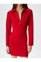 Long Sleeve Polo Collar Mini Dress with Zipper Detail Slim Fit - 5