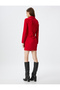 Long Sleeve Polo Collar Mini Dress with Zipper Detail Slim Fit - 4