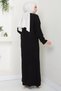 Knitted Pattern Knitwear Dress Black Hm2526 - 4