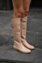 Mink Women's Belted Long Leather Boots - 3