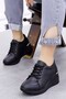 Hira Wedge Sole Sports Shoes-black-leather - 2