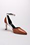 Luna Tan Color Ankle Strap Heeled Women's Shoes - 8