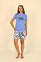 Women's Shorts Short Sleeve Combed Pajama Set Blue 3622 - 4