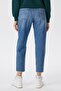 Marlyn High Waist Relaxed Fit Shrinking Leg 100% Cotton Blue Women's Jean Pants - 4