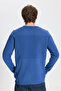 Men's Indigo Anti-pilling Non-pilling Standard Fit Crew Neck Textured Knitwear Sweater - 5