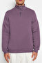 Mor Regular/Normal Kesim Dik Yaka Fermuarlı Pamuklu Basic İçi Polarlı Sweatshirt TMNAW24SW00041 - 2