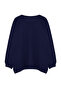 Lacivert Büyük Beden Bisiklet Yaka Oversize/Geniş Kesim İçi Polarlı Sweatshirt TMNAW24AO00007 - 7